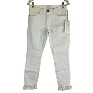 Current/Elliott Jeans Women's Sz 29" White Sheered Ruffle Stiletto Sugar Stretch
